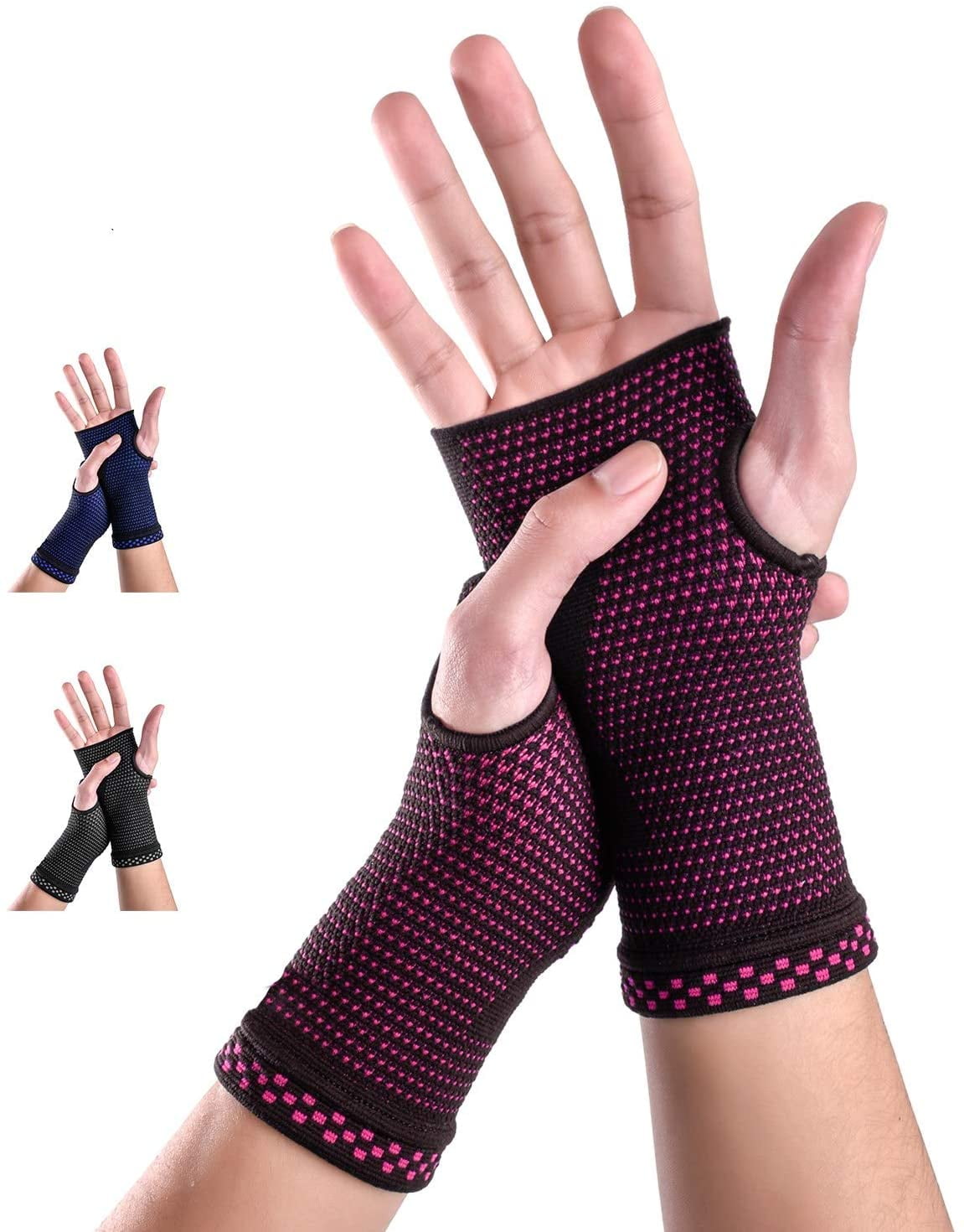 Wrist Compression Glove Wrist Support Sleeves (Pair) for Carpal Tunnel and Wrist Pain Relief Treatment, Wrist Brace for Women and Men - made from Breathable and Sweat-Absorbing Elastic Blend