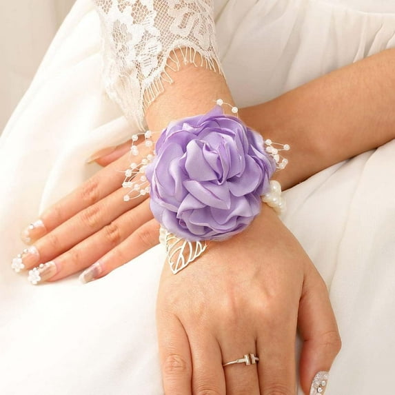 Wrist Corsage 2/4 Packs Wedding Bridal Wrist Flower Rose Wristband Corsage Flower for Bride Bridesmaid Perfect for Wedding, Prom, Party(colorful)