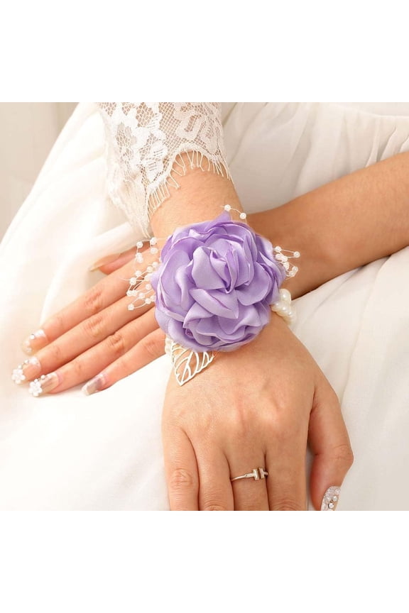 Wrist Corsage 2/4 Packs Wedding Bridal Wrist Flower Rose Wristband Corsage Flower for Bride Bridesmaid Perfect for Wedding, Prom, Party(colorful)