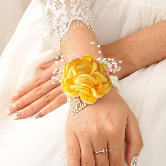 Wrist Corsage 2/4 Packs Wedding Bridal Wrist Flower Rose Wristband Corsage Flower for Bride Bridesmaid Perfect for Wedding, Prom, Party(colorful)
