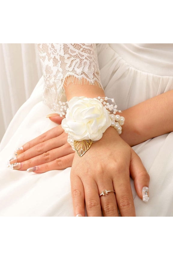 Wrist Corsage 2/4 Packs Wedding Bridal Wrist Flower Rose Wristband Corsage Flower for Bride Bridesmaid Perfect for Wedding, Prom, Party(colorful)