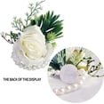 thumbnail image 1 of Wrist Corsage Boutonniere Set Artificial White Rose Corsage Set Handmade Bride Wristband Men Boutonniere for Groom Wedding Party Prom Suit (White), 1 of 7