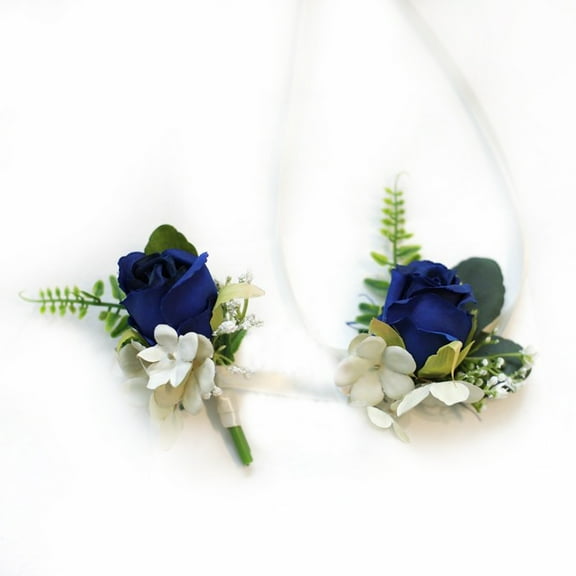Wrist Corsage and Boutonniere Set, Handmade Rose Boutonniere for Wedding, Bridal Bridesmaid Hand Flower Corsage Wristlet for Wedding Flowers Accessories Prom Suit Decor