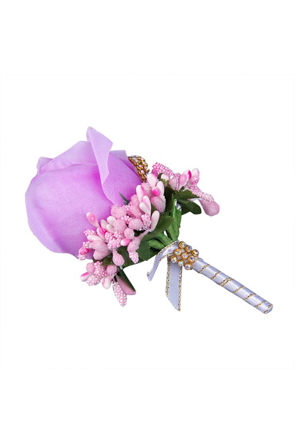 Wrist Corsage Bracelet Set With Rose Design For Wedding Anniversary Prom Party, Faux Silk Roses And Leaves With Artificial Crystals On Bow, Suitable For Various Special Occasions