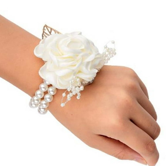 Wrist Corsage Branches Wedding Bracelet Artificial Flower Pearl Multiple Colors 1Pack Silk Cloth Dried Flowers