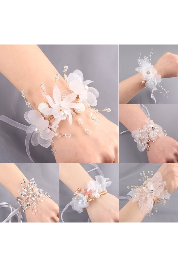 Wrist Corsage Elegant Comfortable Touch Anti-Wear Bride Bridesmaid Wrist Corsage Flower Bracelet for Wedding Engagement