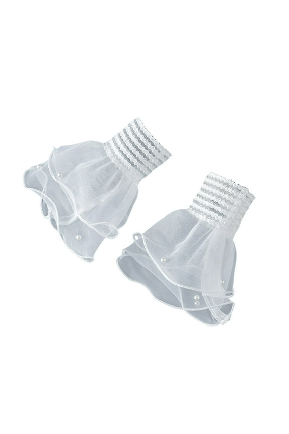 Wrist Cuffs Detachable Elegant Wristband Flared Organ Pleated Ruffled False Lace Cuffs Sweater Wristband