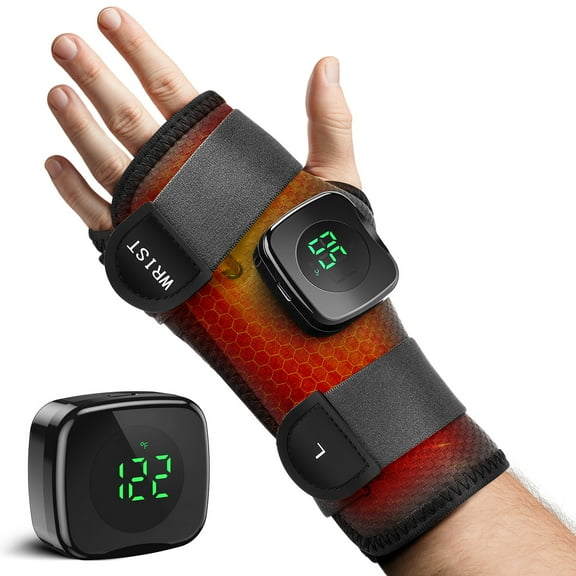 Wrist Heating Pad, Cordless Hand Wrap Brace, 3 Heat Levels, Heated Wrist Brace,Hand Heating Pad for Support, Left Hand,Gray