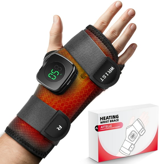 Wrist Heating Pad, Cordless Hand Wrap Brace, 3 Heat Levels, Heated Wrist Brace,Hand Heating Pad for Support, Right Hand,Gray