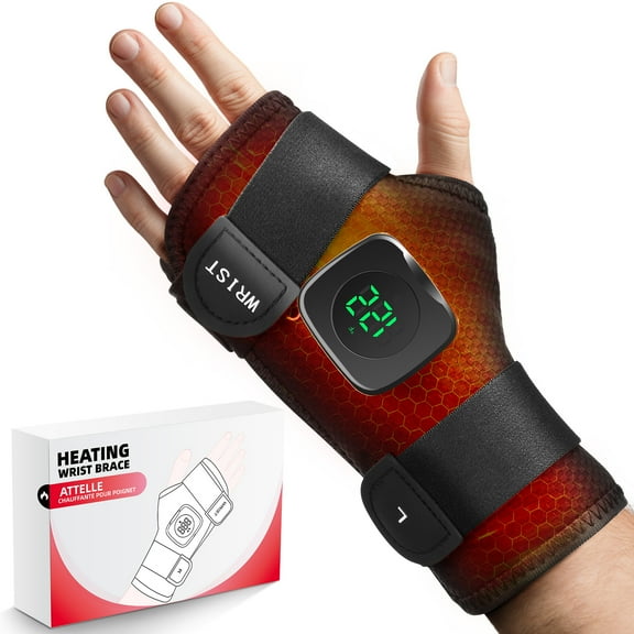 Wrist Heating Pad, Cordless Heated Wrap Brace, Heated Wrist Wrap with 3 Heat Levels, Hand Heating Pad, Hand Brace for Support,Gifts for Family, Travel Right Hand(Black)