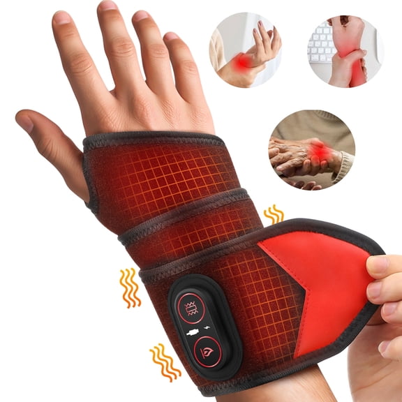 Wrist Heating Pad Massage, Heated Wrist Brace, Cordless Heating Pad Wrap for Knees/Elbows /Wrists /Ankles /Muti-part, 3 Heat and 3 Vibration
