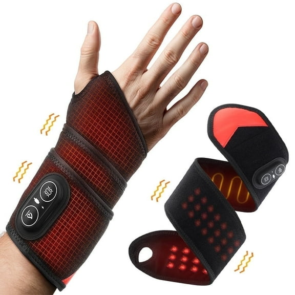 Wrist Heating Pad Massage, Heated Wrist Brace, Cordless Heating Pad Wrap for Knees Elbows Wrists and Ankles Muti-part, 3 Heat and 3 Vibration, Carpal Tunnel Relax, Gifts for Family, Travel