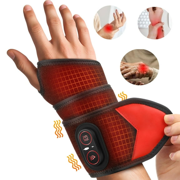 Wrist Heating Pad Massage, Heated Wrist Brace, Cordless Heating Pad Wrap for Knees/Elbows /Wrists /Ankles /Muti-part, 3 Heat and 3 Vibration, Carpal Tunnel Relax, Gifts for Dad,Mom,Women Men