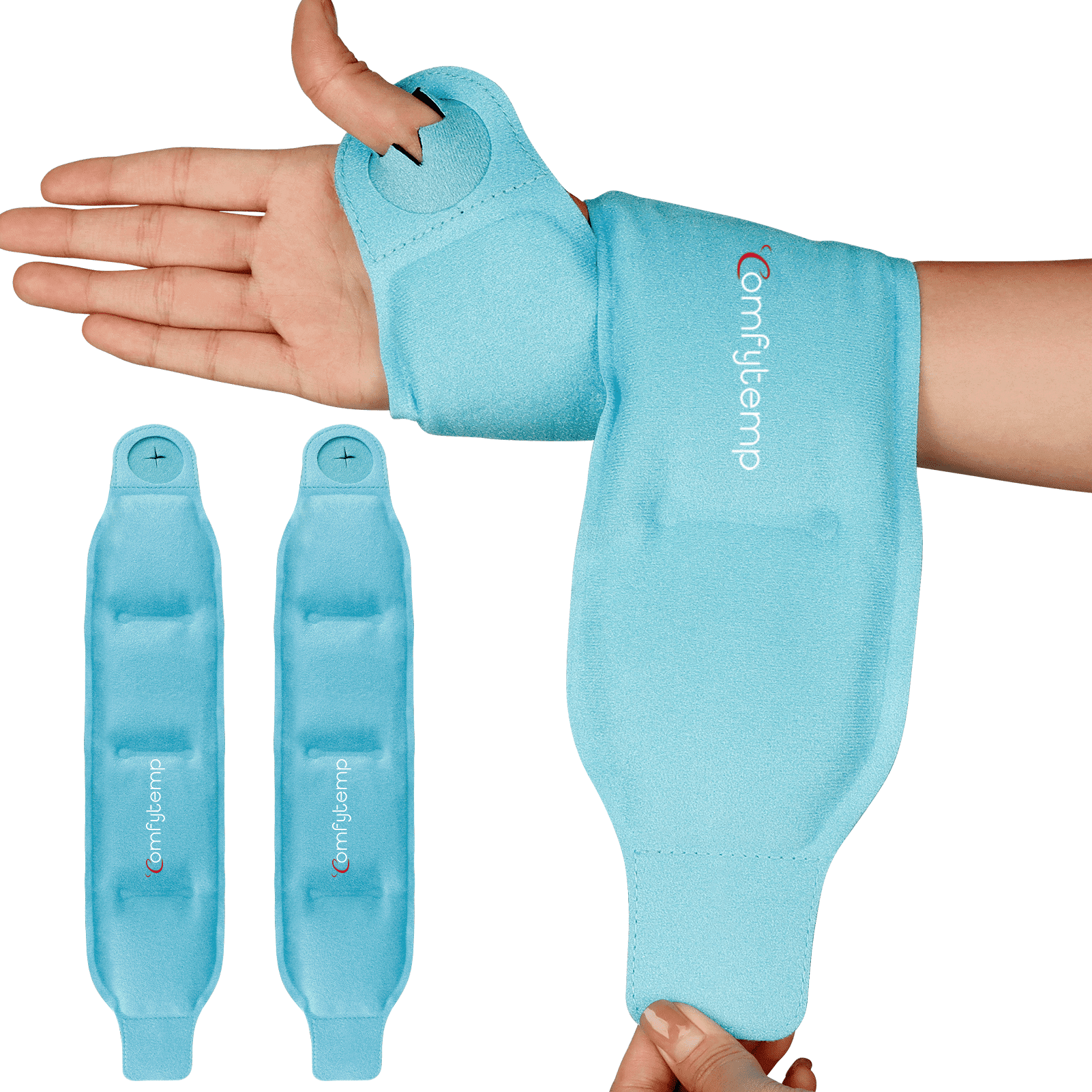 Wrist Ice Pack Wrap for Carpal Tunnel Relief, 2 Gel Packs, Hot Cold Compress Brace for Hand