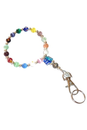 Wrist Lanyard, Beaded Women's Wristlet for Keys, Phone, ID Badge, Lightweight and Strong (Multi Colored)