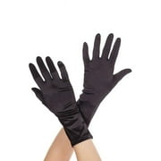 Wrist Length Satin Gloves, Black