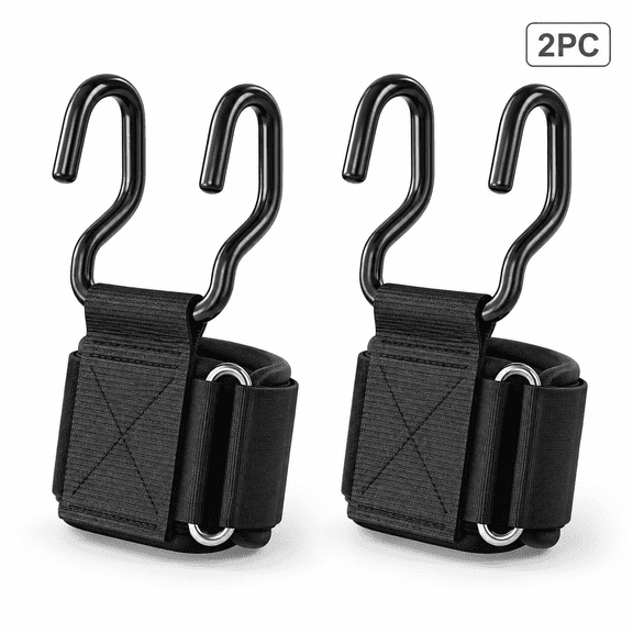 Wrist Lifting Hooks Straps for Weightlifting, Nylon Gym Support Grip Assist with Steel Hook for Deadlifts, Pull-Ups, Rows & Strength Training