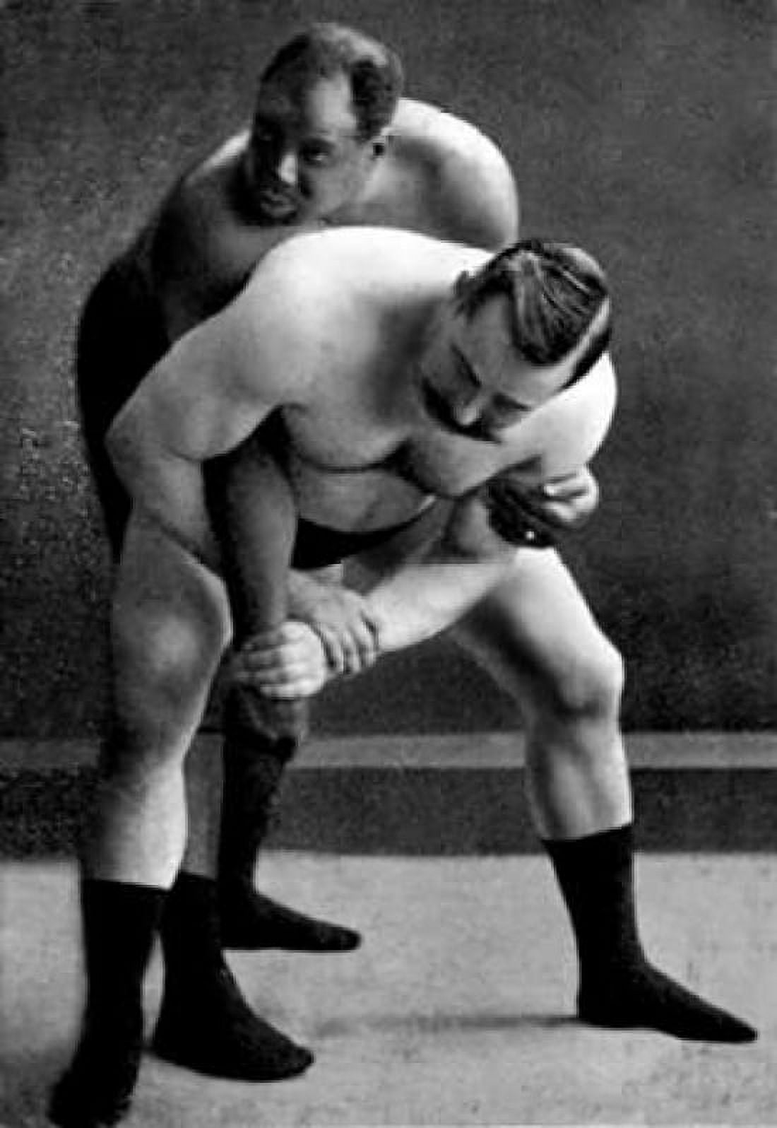 Wrist Lock Russian Wrestlers Canvas Art - Vintage Wrestler (12 x 18)