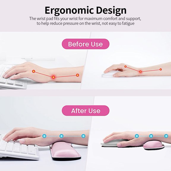 Wrist Memory Foam Keyboard Mouse Wrist Pad Set Office Gaming Keyboard Mouse Wrist Pads With  Fabric Anti-slip Base Pink