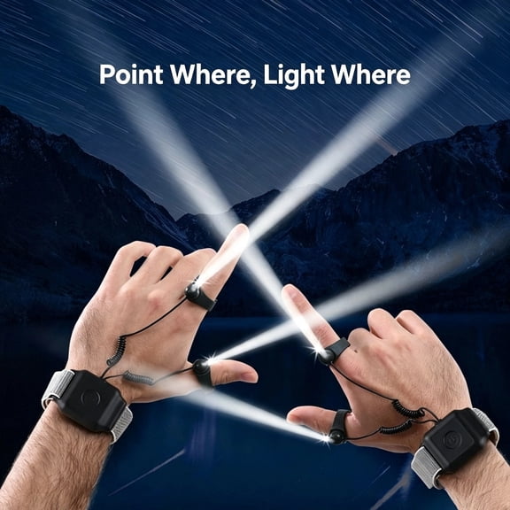 Wrist‑Mount Finger LED Flashlight, Rechargeable Hands‑Free Light for Fishing Repair Outdoor Work