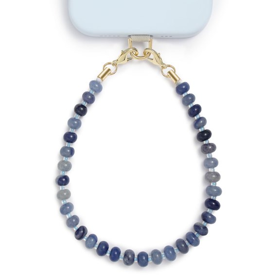 Wrist Phone Lanyard Blue Aventurine Healing Stone Keychain Accessory