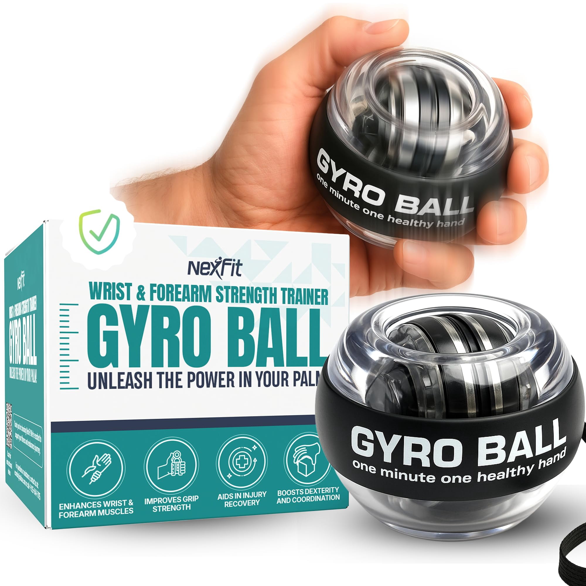 Wrist Power Gyro Ball Forearm Exerciser Portable Hand Strengthener ...