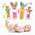 thumbnail image 1 of Wrist Rattle Foot Finder Socks Set for Baby Arm Hand Rattle Feet Leg Ankle Socks Newborn Soft Sensory Toys Baby Socks Newborn Rattles Toys Easter Gifts 0-3 6-12 Months Infant Girl Boy, 1 of 6