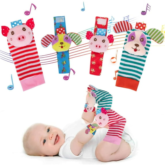 Wrist Rattles for Babies 0-6 Months Rattles Socks for Babies 6-12 Months Baby Socks 12-24 Months Soft Sensory Toys for Babies Baby Toys 6 to 12 Months Birth Gifts for Baby Baby Birthday Gift