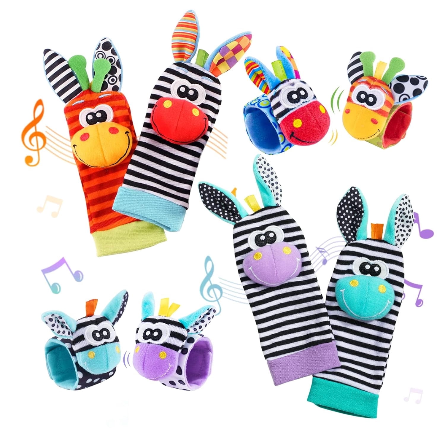 Girls Tween Rattle Ludolm 8PCS Baby Rattle Socks Set, Hand and Foot Finder Rattles Toys ...