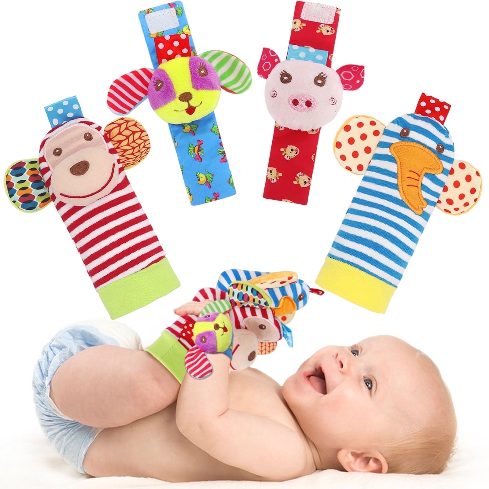 Walmart Soft Infant Newborn Wristband Rattle Socks Set, Baby Toy, Arm ...