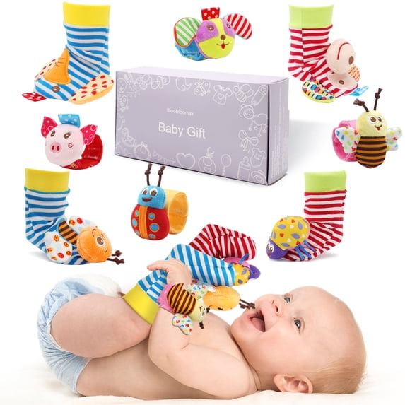 Infant Toy Set: Wrist Rattles, Foot Finder, Arm Bracelet Rattle, Ankle ...