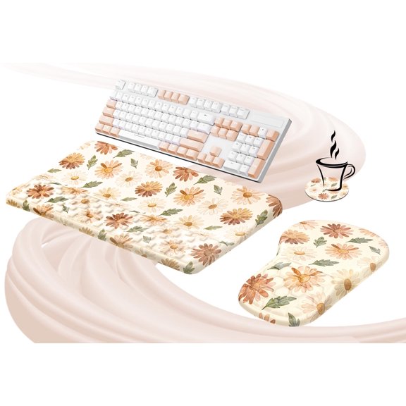 Wrist Rest And Mouse Pad Set Memory Foam Support Aesthetic Desk Accessories For Office Home & Gaming
