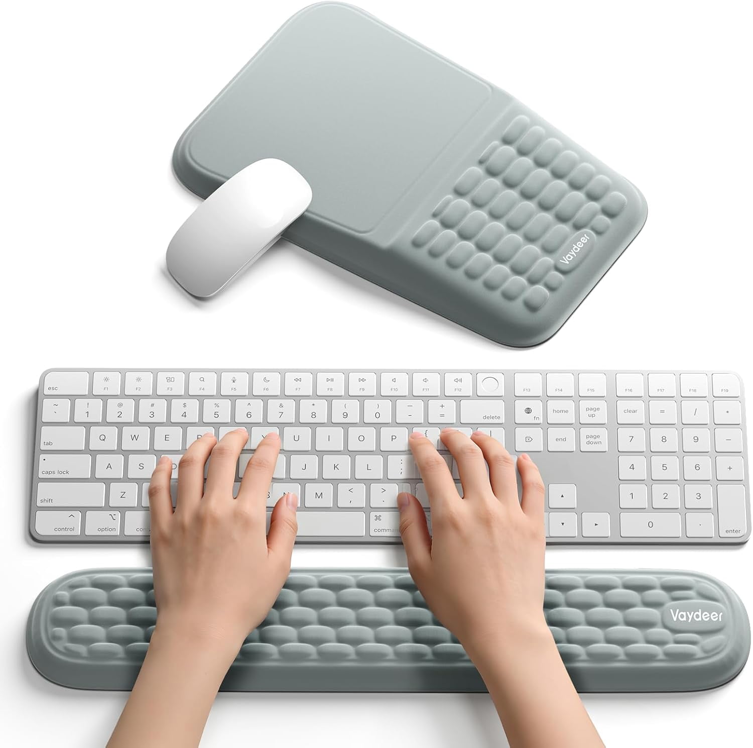 Wrist Rest for Computer Keyboard & Mouse Pad Set – Gray, Ergonomic Memory Foam Wrist Support, Non-Slip Keyboard Wrist Rest & Soft Mouse Pad for Typing Comfort & Wrist Pain Relief