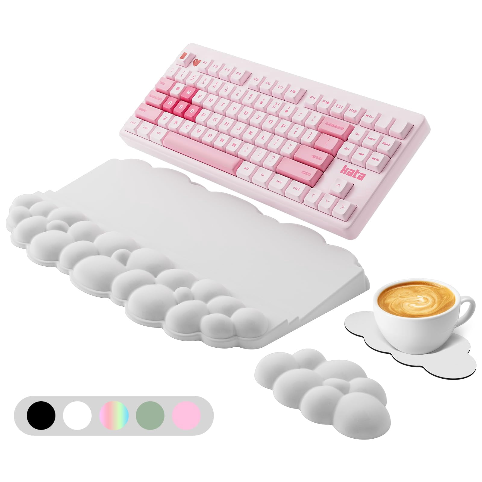 Wrist Rest For And Mouse  Soft Memory Foam Cloud Stand Pad With Set Easy Typing Comfort Office Work Gaming - White