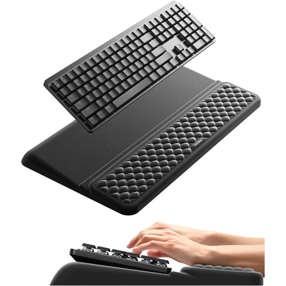 Wrist Rest with Keyboard Stand, Computer Support Pad, Ergonomic Riser Holder Lifter Tray Soft Memory Foam Desk Cushion, Palm Hand Typing for Office Home School