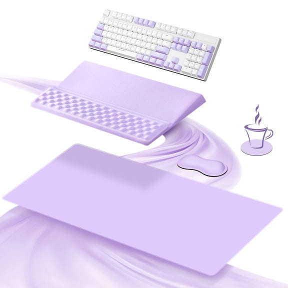 Wrist Rest Stand Pad And Mouse Set With Large Mousepad  Memory Foam Comfort Office Desk Accessories For Purple