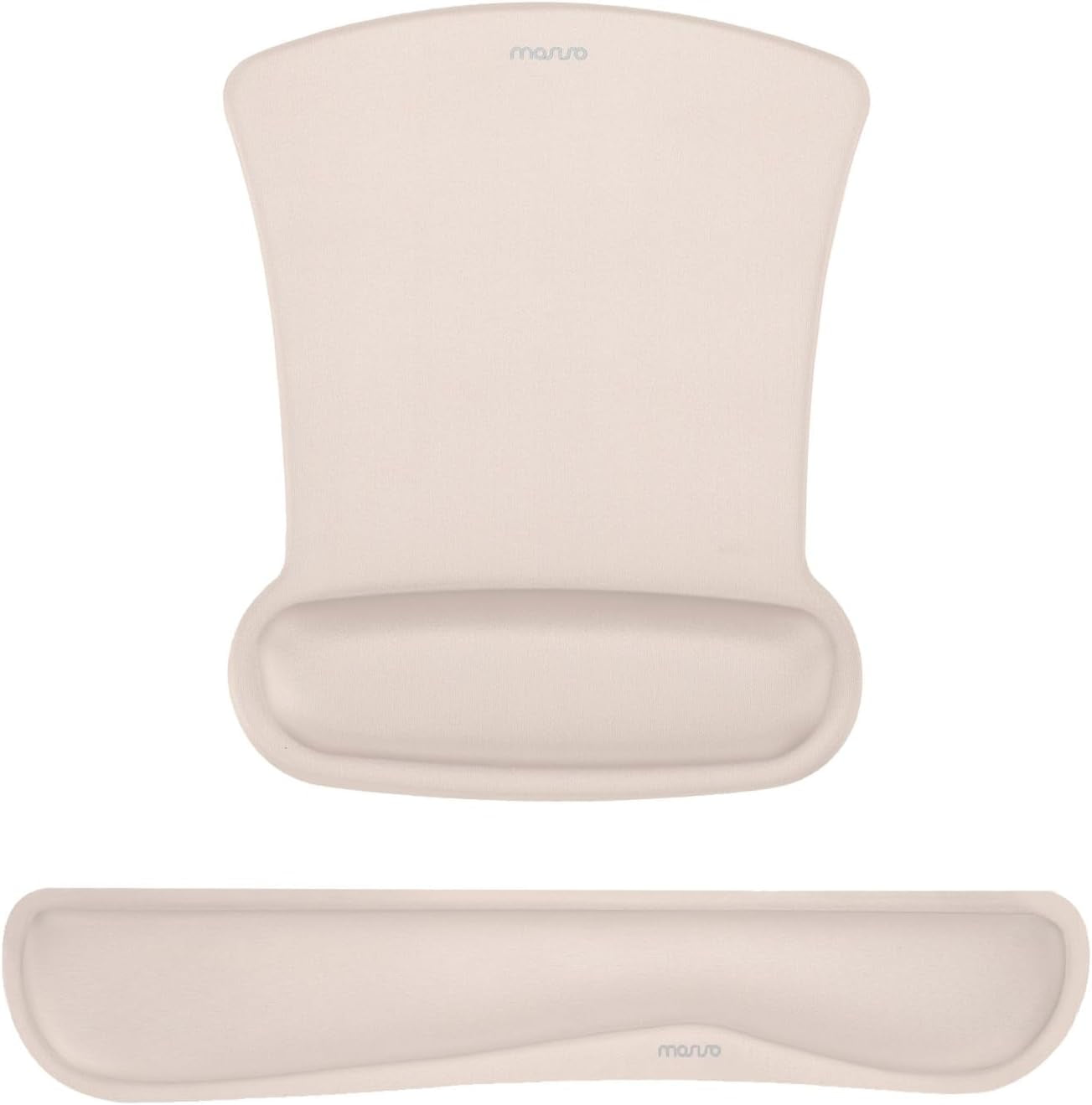 Wrist Rest Support for Mouse Pad & Keyboard Set, Ergonomic Mousepad Non-Slip Base Home/Office Pain Relief & Easy Typing Cushion with Neoprene Cloth & Raised Memory Foam, Apricot
