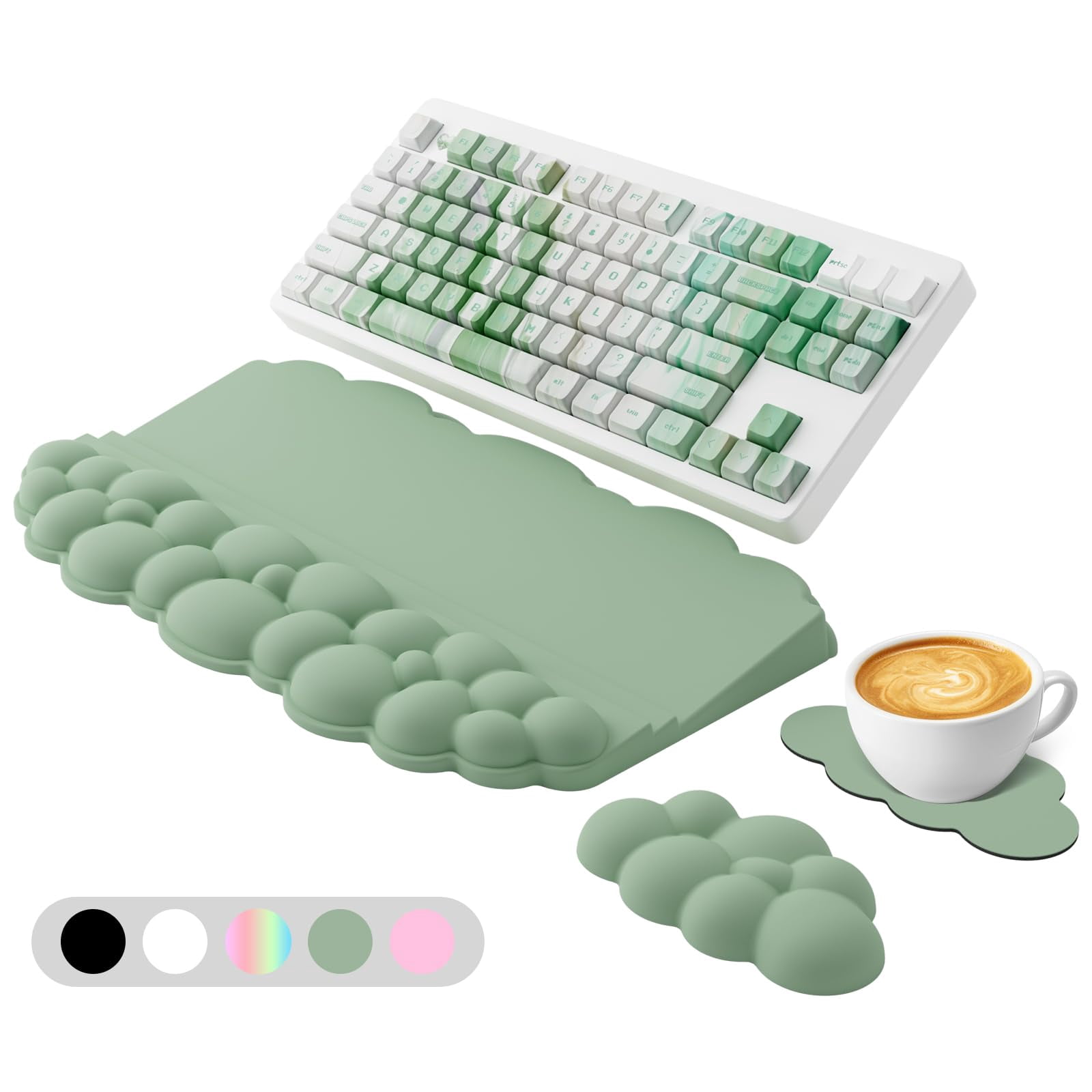Wrist Rest With Stand  Computer Support Pad Cloud Riser Holder Memory Foam Desk Cushion Palm Hand Typing For Office Home School-green
