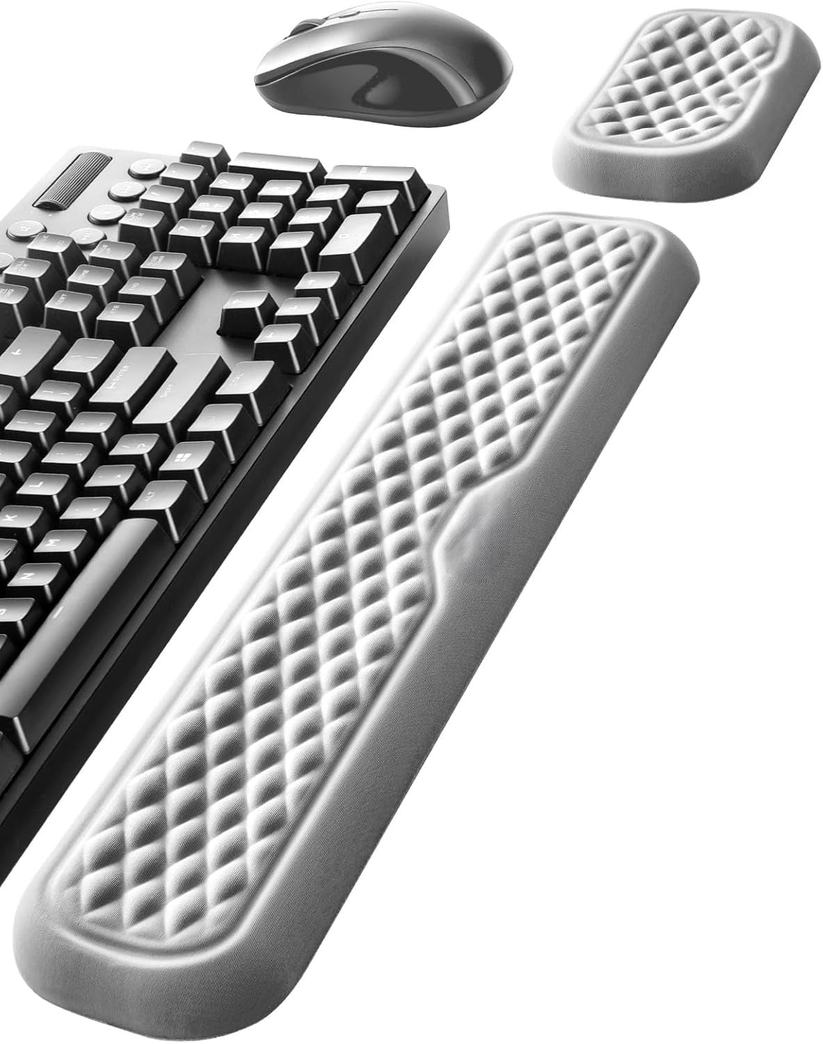 Wrist Rest for Keyboard and Mouse, Computer Ergonomic Wrist Support Pad, Soft Memory Foam Arm Cushion for Desk, Palm Hand Office Laptop Typing-Gray