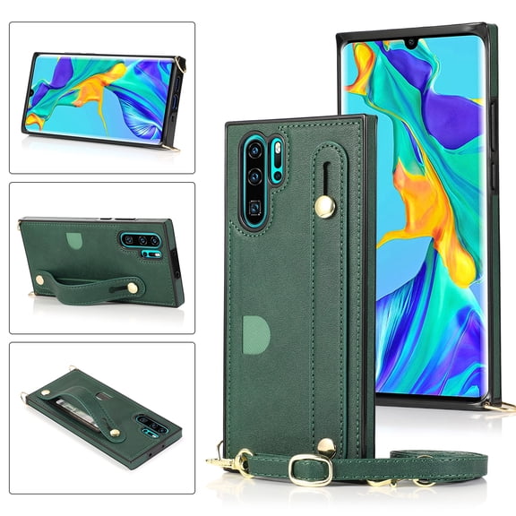 Wrist Strap PU+TPU Shockproof Protective Case with Crossbody Lanyard & Holder & Card Slot