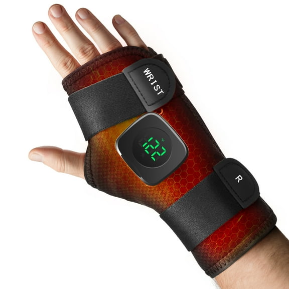 Wrist Thumb Brace Heating Pad, Adjustable Wrist Support Brace with 3 Temperature Settings, Detachable Magnetic Controller for Easy Operation, Hand Warming Device for Right Hand