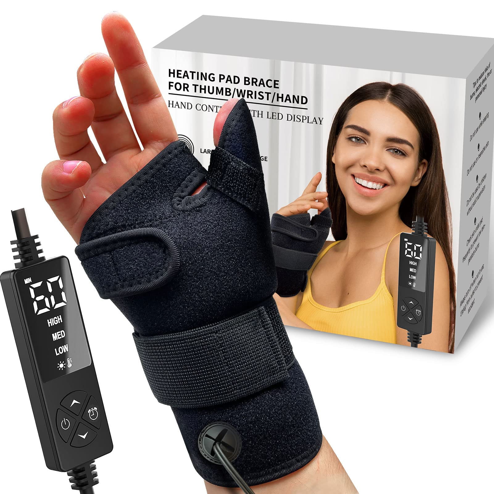 Wrist Thumb Brace Heating Pad for Arthritis and Carpal Tunnel Relief