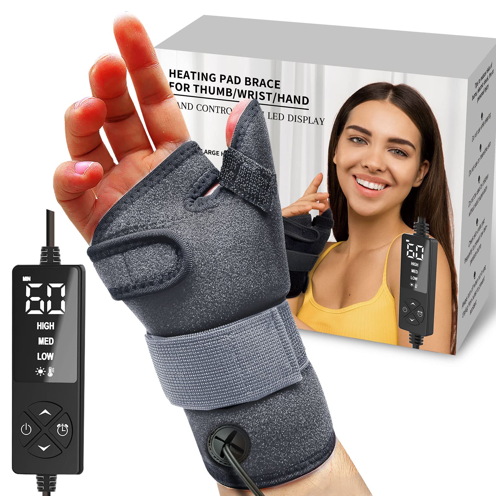 Wrist Thumb Brace Heating Pad for Arthritis and Carpal Tunnel Relief