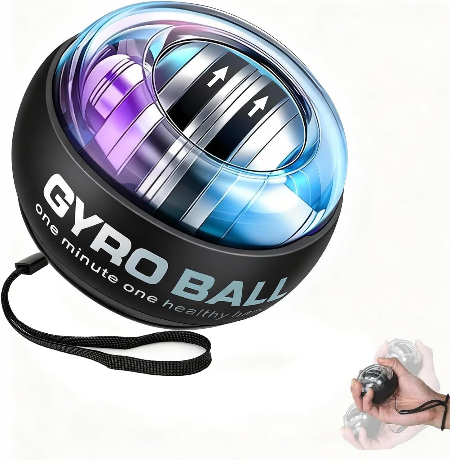 Wrist Trainer Ball Auto-Start Gyroscopic Forearm Exerciser Gyro Ball for Strengthen Arms, (1pcs-black)