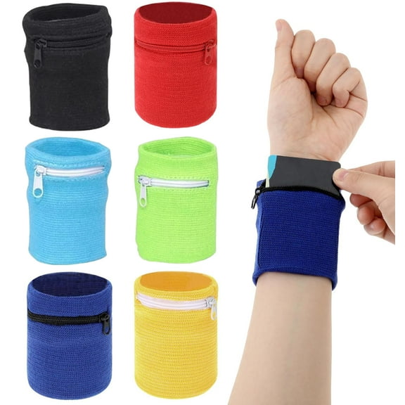 Wrist Wallet Pouch with Zipper - Women Men Sweatband Wristband Wallet for for Keys,Coin,ID,Cards,Cash - Running Jogging Hiking Key Card Storage Bag 1 pack
