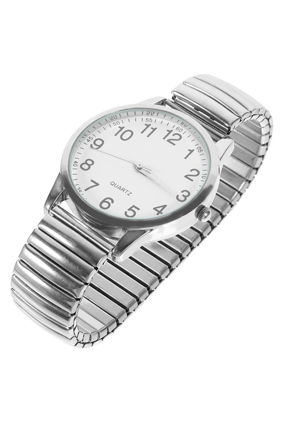 Wrist Watch Easy Reader Dress Expansion Band Watch Waterproof Luminous Watch for Men Birthday Gifts Silver