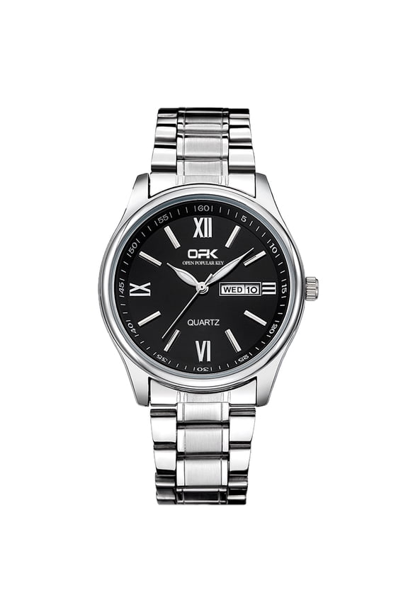 Wrist Watch for Men, Fashion Designed Analog Quartz Men's Watch with Calenda Display, Glow in The Dark Classic Gent's Watch with Stainless Steel Strap - Black