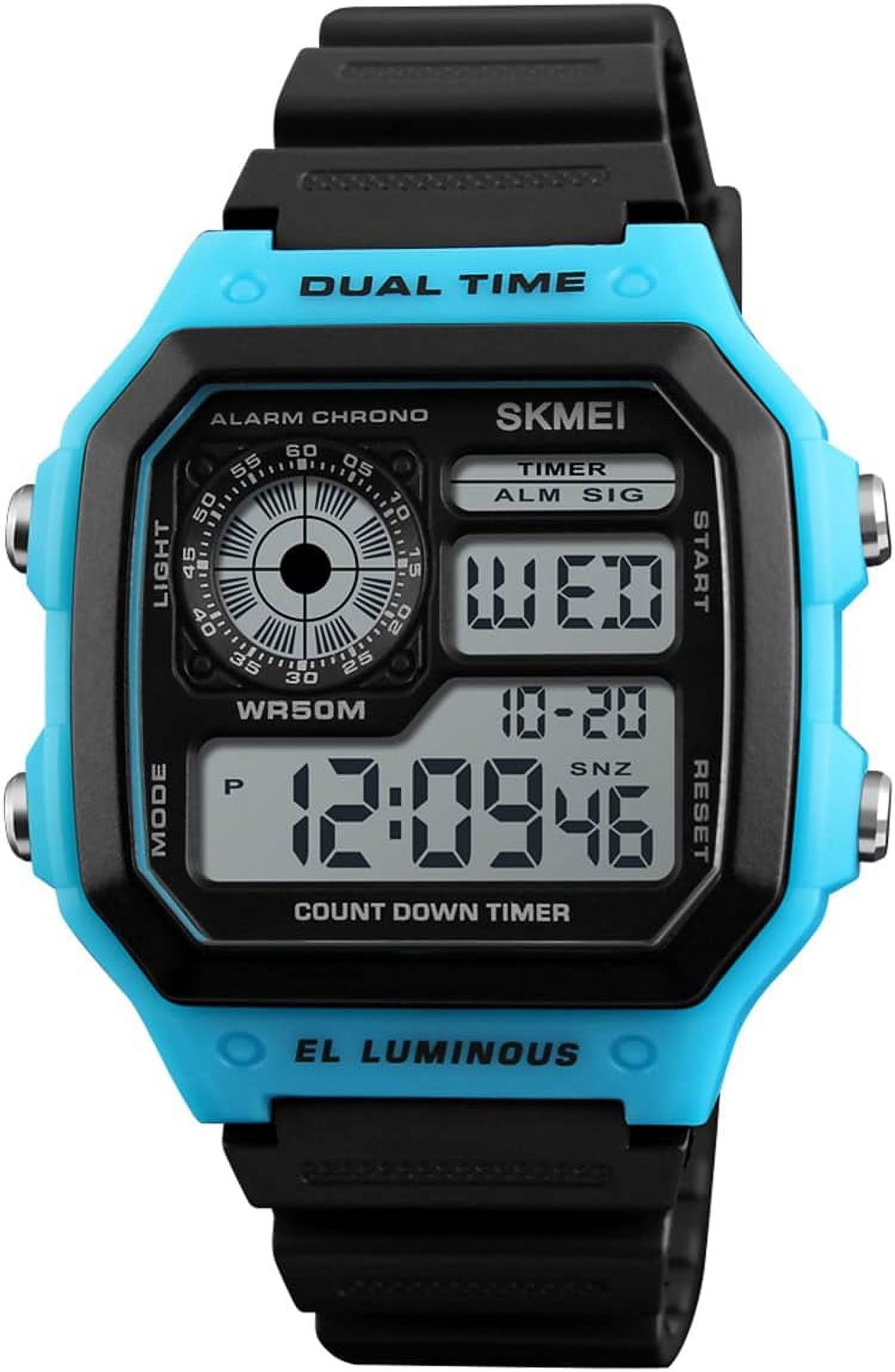 Wrist Watch for Men, Digital Sports Waterproof Watch with Dual Time Chronograph Countdown Alarm Backlight