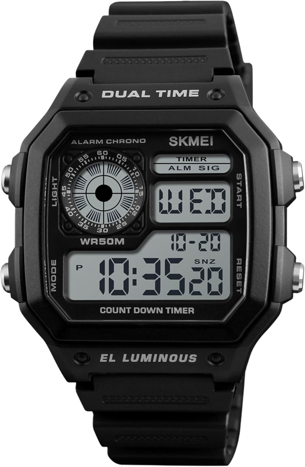 Wrist Watch for Men, Digital Sports Waterproof Watch with Dual Time Chronograph Countdown Alarm Backlight