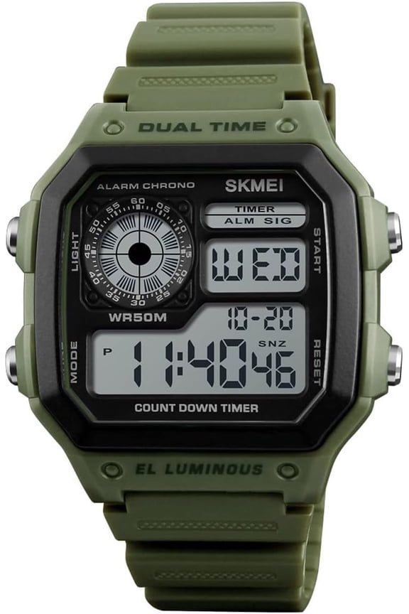 Wrist Watch for Men, Digital Sports Waterproof Watch with Dual Time Chronograph Countdown Alarm Backlight